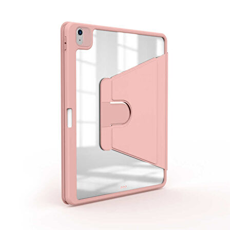 Apple iPad Air 11inç M2/M3 2025-2024 Kılıf Şeffaf Dönebilen Kalem Bölmeli