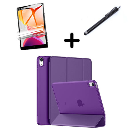 Apple iPad Air 11inç M2/M3 2025-2024 Kılıf SET PU Deri Smart Tablet Kilifi Ekran Koruyucu + Kalem