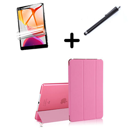 Apple iPad Air 11inç M2/M3 2025-2024 Kılıf SET PU Deri Smart Tablet Kilifi Ekran Koruyucu + Kalem
