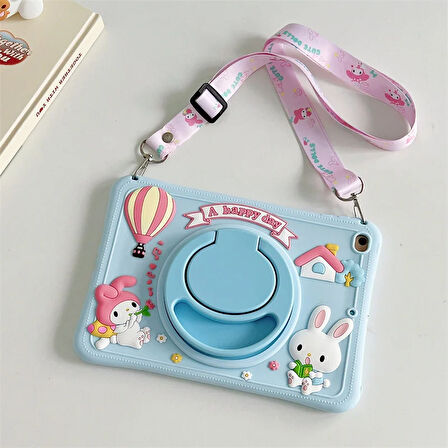 Apple iPad Air 11inç M2/M3 2025-2024 Kılıf Cute Dolls Standlı Eğlenceli 3D Karekterli Çocuk Kılıfı