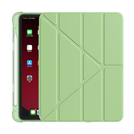 Apple iPad Air 11inç M2/M3 2025-2024 Kılıf Kalem Bölmeli Trifolding Case