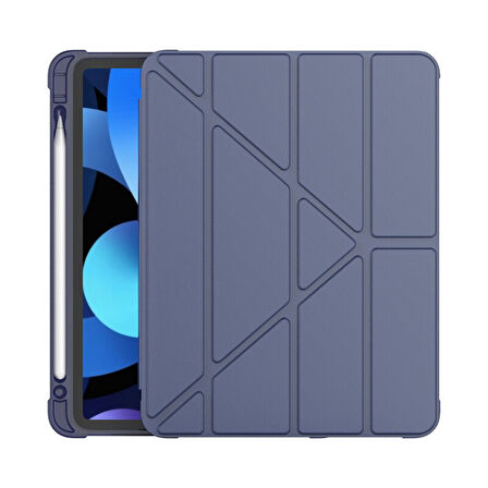 Apple iPad Air 11inç M2/M3 2025-2024 Kılıf Kalem Bölmeli Trifolding Case