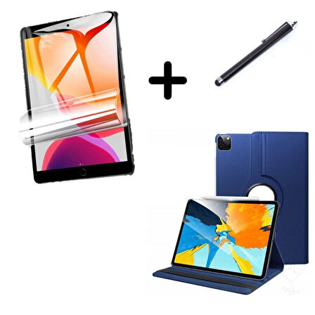 Apple iPad Air 13inç M2 2024 Kılıf Dönen Tablet Kilifi Ekran Koruyucu+Kalem A2898 A2899 A2900