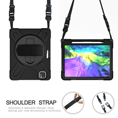 Apple iPad Air 13inç M2 2024 Kılıf Defender Askılı Zırhlı Tank Case A2898 A2899 A2900