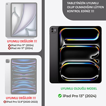 Apple iPad Pro 13inç M4 2024 Kılıf Kalem Bölmeli Akrilik Şeffaf Ayrılabilir Case A2925 A2926 A3007