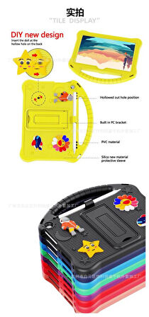 Samsung Galaxy Tab S9 FE / S9 / S8 / S7 11-10.9inç Kılıf Sunflower Figürlü Standlı Çocuklar İçin