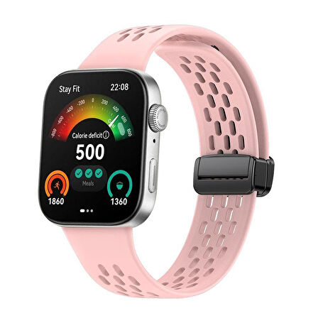 MobaxAksesuar Huawei Watch Fit 4/Fit 4 Pro/Fit 3 Kordon Silikon Delikli Magnet Strap (Fit/Fit 2 Uyumlu Değildir)