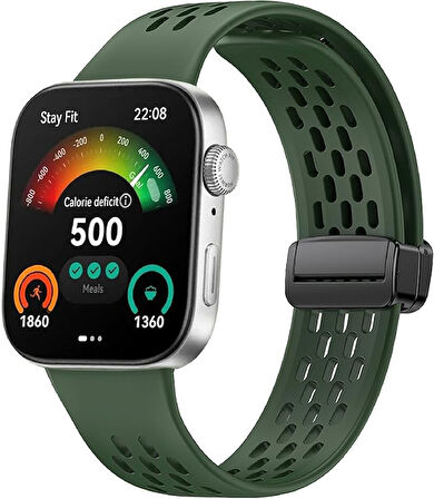 MobaxAksesuar Huawei Watch Fit 4/Fit 4 Pro/Fit 3 Kordon Silikon Delikli Magnet Strap (Fit/Fit 2 Uyumlu Değildir)