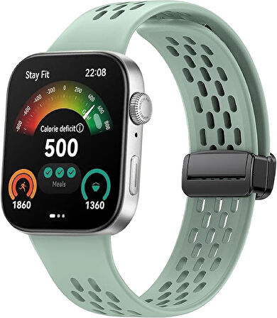MobaxAksesuar Huawei Watch Fit 4/Fit 4 Pro/Fit 3 Kordon Silikon Delikli Magnet Strap (Fit/Fit 2 Uyumlu Değildir)