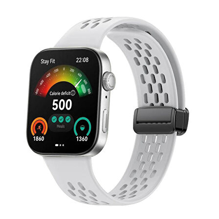 MobaxAksesuar Huawei Watch Fit 4/Fit 4 Pro/Fit 3 Kordon Silikon Delikli Magnet Strap (Fit/Fit 2 Uyumlu Değildir)