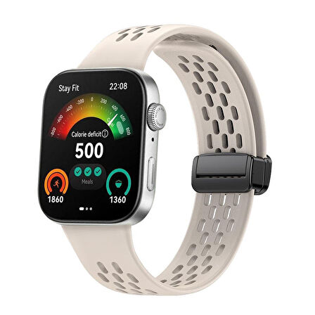 MobaxAksesuar Huawei Watch Fit 4/Fit 4 Pro/Fit 3 Kordon Silikon Delikli Magnet Strap (Fit/Fit 2 Uyumlu Değildir)