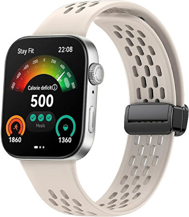 MobaxAksesuar Huawei Watch Fit 4/Fit 4 Pro/Fit 3 Kordon Silikon Delikli Magnet Strap (Fit/Fit 2 Uyumlu Değildir)