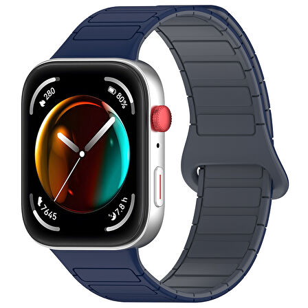 MobaxAksesuar Huawei Watch Fit 4/Fit 4 Pro/Fit 3 Kordon Orjinal Klips Silicon Magnetic Three Dizayn (Fit2 Uyumlu Değildir)