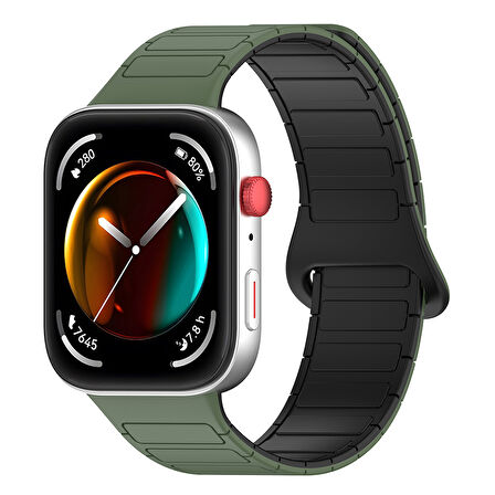 MobaxAksesuar Huawei Watch Fit 4/Fit 4 Pro/Fit 3 Kordon Orjinal Klips Silicon Magnetic Three Dizayn (Fit2 Uyumlu Değildir)