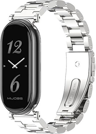 Xiaomi Mi Band 8 / Band 9 Kordon Klipsli Metal Kordon 04 +Kısaltma Aparatı