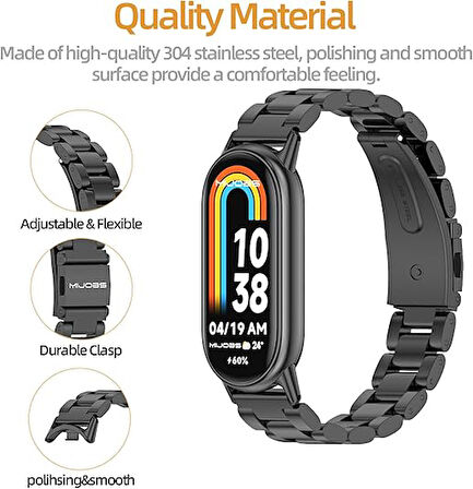 Xiaomi Mi Band 8 / Band 9 Kordon Klipsli Metal Kordon 04 +Kısaltma Aparatı