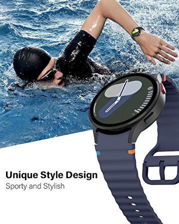 Samsung Galaxy Watch 4 5 6 7 FE 40 40 44 Classic 42 43 46 47 mm Kordon Dekoratif Örgü Çizgili Spor Silikon Kayış