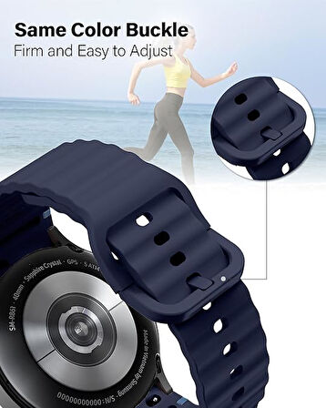 Samsung Galaxy Watch 4 5 6 7 FE 40 40 44 Classic 42 43 46 47 mm Kordon Dekoratif Örgü Çizgili Spor Silikon Kayış