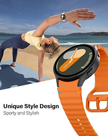 Samsung Galaxy Watch 4 5 6 7 FE 40 40 44 Classic 42 43 46 47 mm Kordon Dekoratif Örgü Çizgili Spor Silikon Kayış