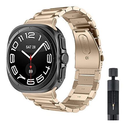 Samsung Galaxy Watch 7 Ultra 47mm Kordon Klipsli Metal Kordon 04 +Kısaltma Aparatı
