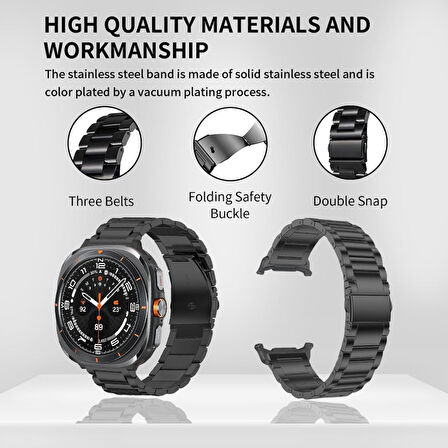 Samsung Galaxy Watch 7 Ultra 47mm Kordon Klipsli Metal Kordon 04 +Kısaltma Aparatı