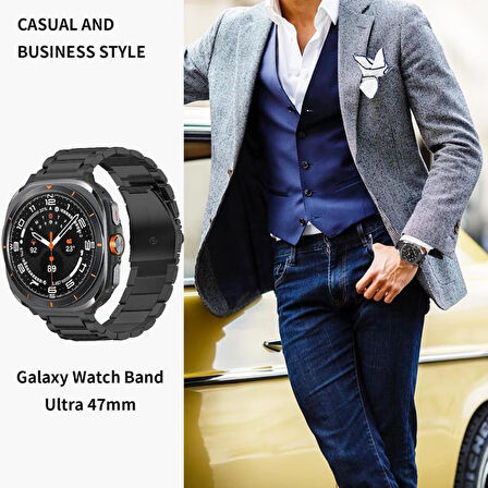 Samsung Galaxy Watch 7 Ultra 47mm Kordon Klipsli Metal Kordon 04 +Kısaltma Aparatı