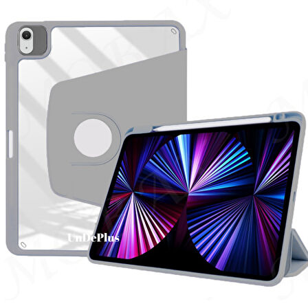 Apple iPad Air 11inç M2/M3 2025-2024 Kılıf Termik Kalem Bölmeli Dönebilen Standlı Kılıf