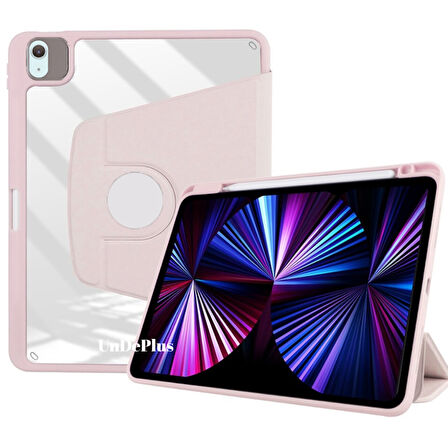 Apple iPad Air 11inç M2/M3 2025-2024 Kılıf Termik Kalem Bölmeli Dönebilen Standlı Kılıf