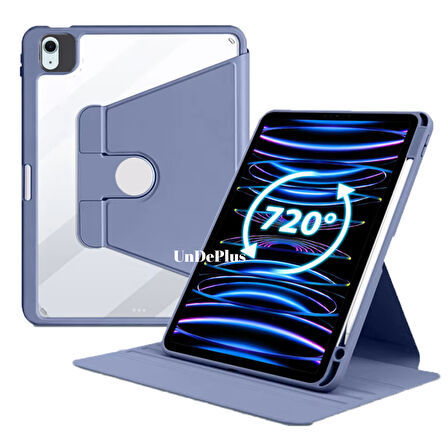 Apple iPad Air 11inç M2/M3 2025-2024 Kılıf Termik Kalem Bölmeli Dönebilen Standlı Kılıf