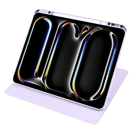 Apple iPad Pro 11inç M4 2024 Kılıf Termik Kalem Bölmeli Dönebilen Standlı Kılıf A2836 A2837 A3006