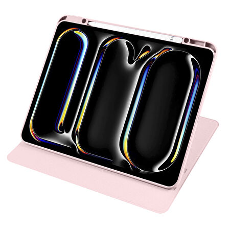 Apple iPad Pro 11inç M4 2024 Kılıf Termik Kalem Bölmeli Dönebilen Standlı Kılıf A2836 A2837 A3006