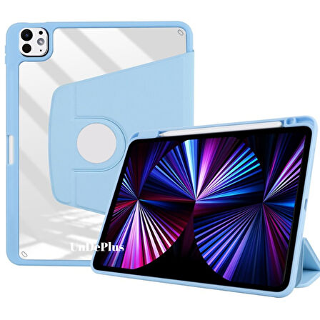 Apple iPad Pro 12.9 3./4./5./6. Nesil Kılıf Termik Kalem Bölmeli Dönebilen Standlı Kılıf 2018-2022