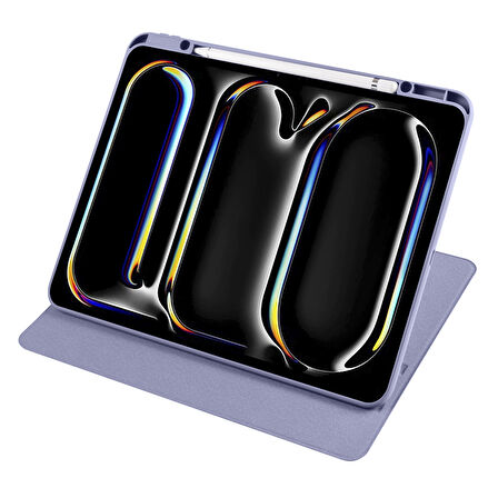Apple iPad Pro 13inç M4 2024 Kılıf Termik Kalem Bölmeli Dönebilen Standlı Kılıf A2925 A2926 A3007