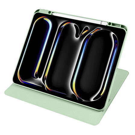 Apple iPad Pro 13inç M4 2024 Kılıf Termik Kalem Bölmeli Dönebilen Standlı Kılıf A2925 A2926 A3007