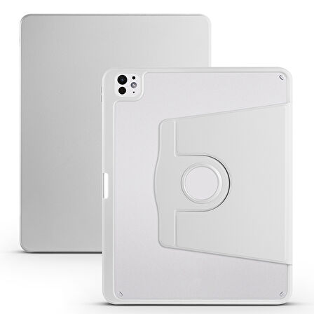 Apple iPad Pro 13inç M4 2024 Kılıf Termik Kalem Bölmeli Dönebilen Standlı Kılıf A2925 A2926 A3007