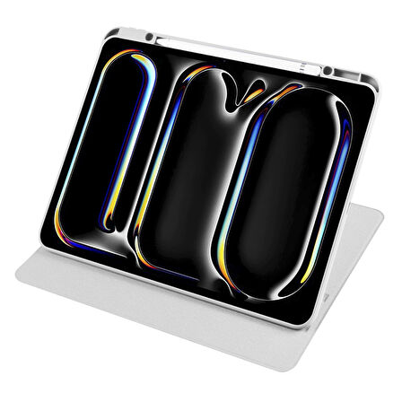 Apple iPad Pro 13inç M4 2024 Kılıf Termik Kalem Bölmeli Dönebilen Standlı Kılıf A2925 A2926 A3007