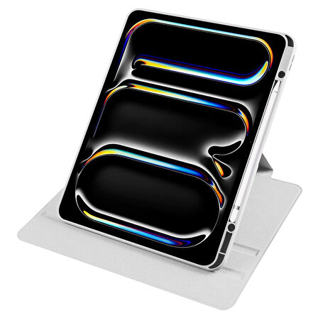 Apple iPad Pro 13inç M4 2024 Kılıf Termik Kalem Bölmeli Dönebilen Standlı Kılıf A2925 A2926 A3007