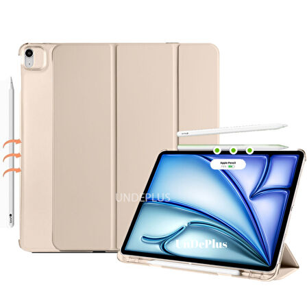 Apple iPad Air 11inç M2/M3 2025-2024 Kılıf Flip Cover Kalem Bölmeli PC Case
