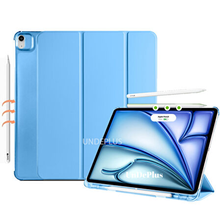 Apple iPad Air 11inç M2/M3 2025-2024 Kılıf Flip Cover Kalem Bölmeli PC Case