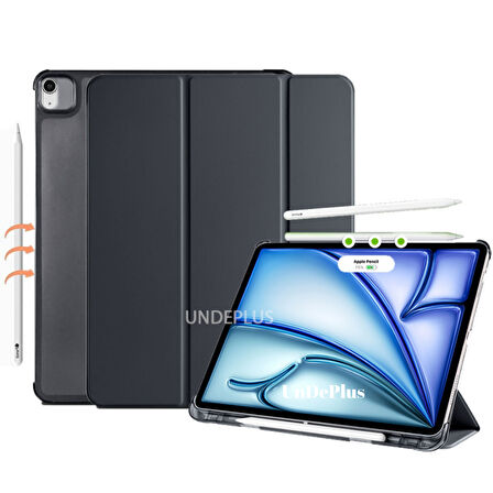 Apple iPad Air 11inç M2/M3 2025-2024 Kılıf Flip Cover Kalem Bölmeli PC Case