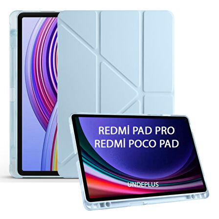 Xiaomi Redmi Pad Pro / Poco Pad 12.1inç Kılıf Kalem Bölmeli Trifolding Case (Düz Redmi Pad Değildir)