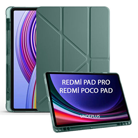 Xiaomi Redmi Pad Pro / Poco Pad 12.1inç Kılıf Kalem Bölmeli Trifolding Case (Düz Redmi Pad Değildir)