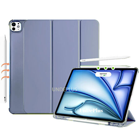 Apple iPad Pro 13inç M4 2024 Kılıf Flip Cover Kalem Bölmeli PC Case A2925 A2926 A3007
