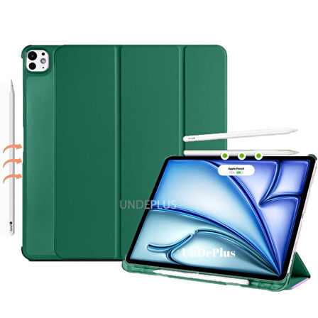 Apple iPad Pro 13inç M4 2024 Kılıf Flip Cover Kalem Bölmeli PC Case A2925 A2926 A3007