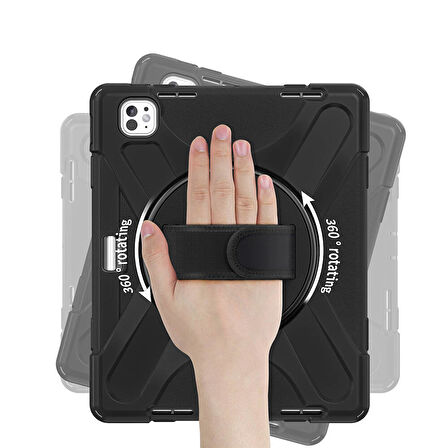 Apple iPad Pro 13inç M4 2024 Kılıf Defender Askılı Zırhlı Tank Case A2925 A2926 A3007