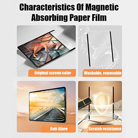 Apple iPad Pro 11inç M4 2024 Çok Kullanımlı Magnetik Paper Like Ekran Koruyucu A2836 A2837 A3006