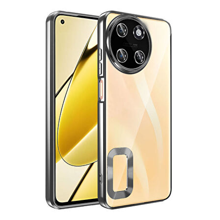 Realme 11 4G Kılıf Kamera Korumalı Logo Gösteren Şeffaf Kapak