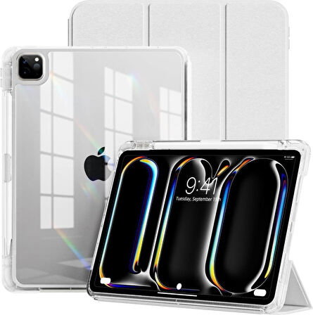 Apple iPad Air 11inç M2/M3 Air 4/5.Nesil 10.9 Kılıf Kalem Bölmeli Akrilik Şeffaf Ayrılabilir Case 2025-2024