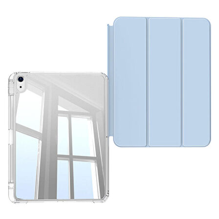 Apple iPad 11.Nesil A16 11inç/10.Nesil 10.9inç Kılıf Kalem Bölmeli Akrilik Şeffaf Ayrılabilir Case