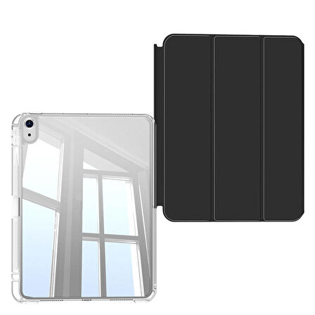 Apple iPad 11.Nesil A16 11inç/10.Nesil 10.9inç Kılıf Kalem Bölmeli Akrilik Şeffaf Ayrılabilir Case